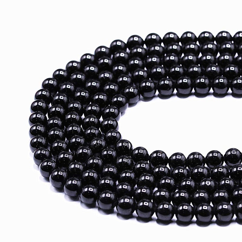 PLTbeads Natural Gemstone Loose Beads Smooth Round Approxi 15 inch DIY Bracelet Necklace for Jewelry Making (8mm, Black Tourmaline) - Image 3
